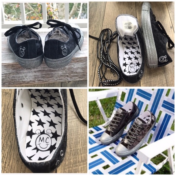 🌿Sale🌿 Conv&Miley Ctas OX Velvet Black Silver Women's Size 6 AUTHENTIC 563722C - Picture 8 of 8